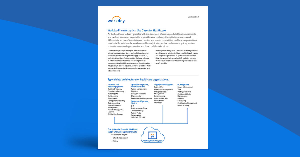 Workday US Prism Analytics for Healthcare Solutions | Workday US