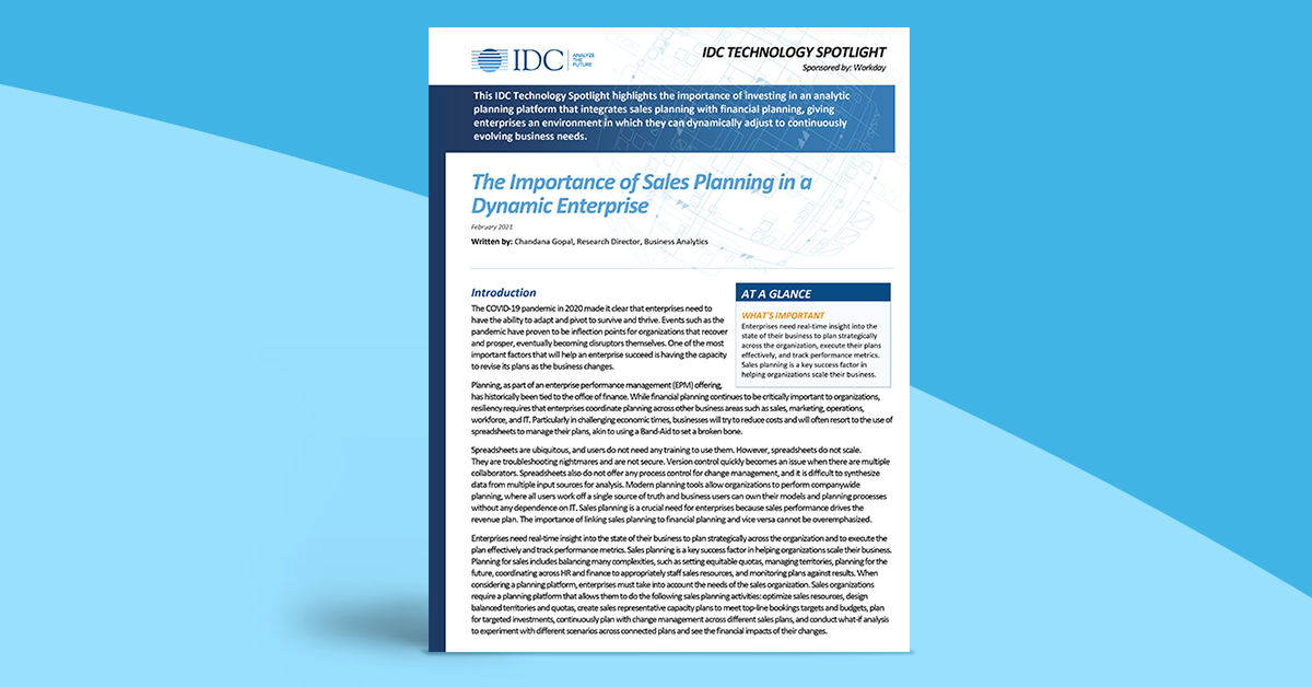 IDC Report Enterprise Sales Planning Solution Workday US