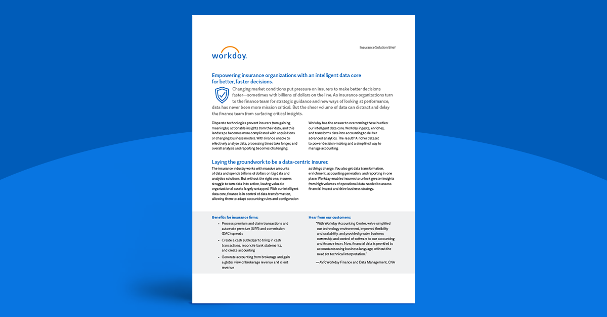 Workday US Intelligent Data Core Helps Insurance Organizations Create ...